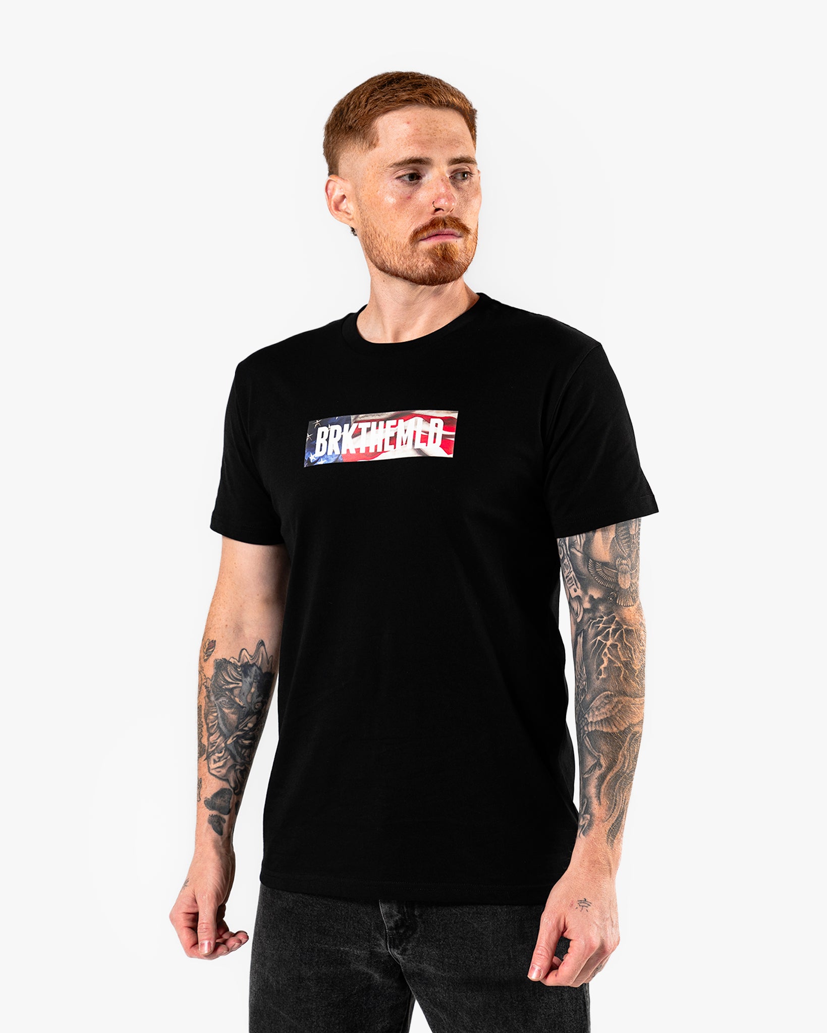 Stars & Stripes BRKTHEMLD Tee - Black